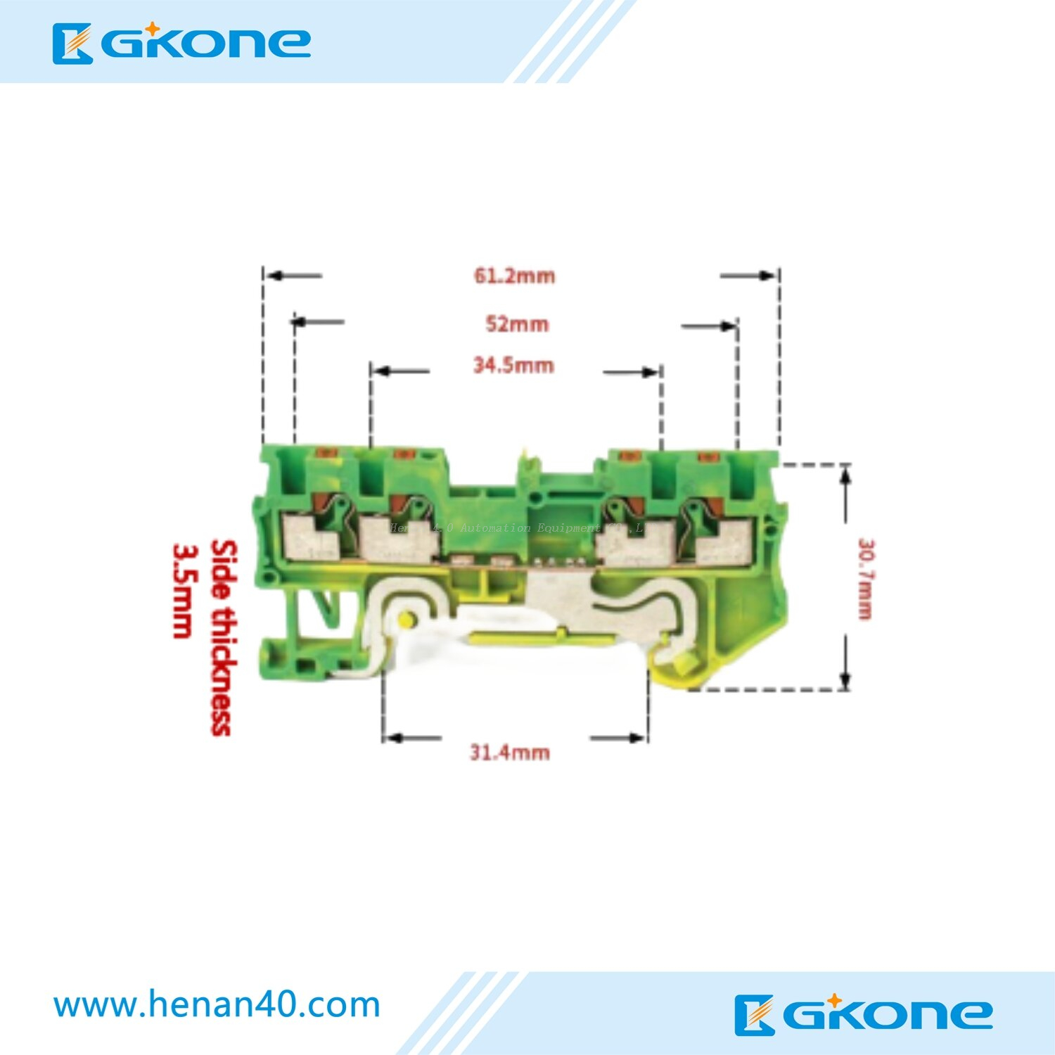 500V 26A PT1.5-Quattro PE Ground Terminal Block Push-in Wire Connector 4 Pin for 1.5mm2