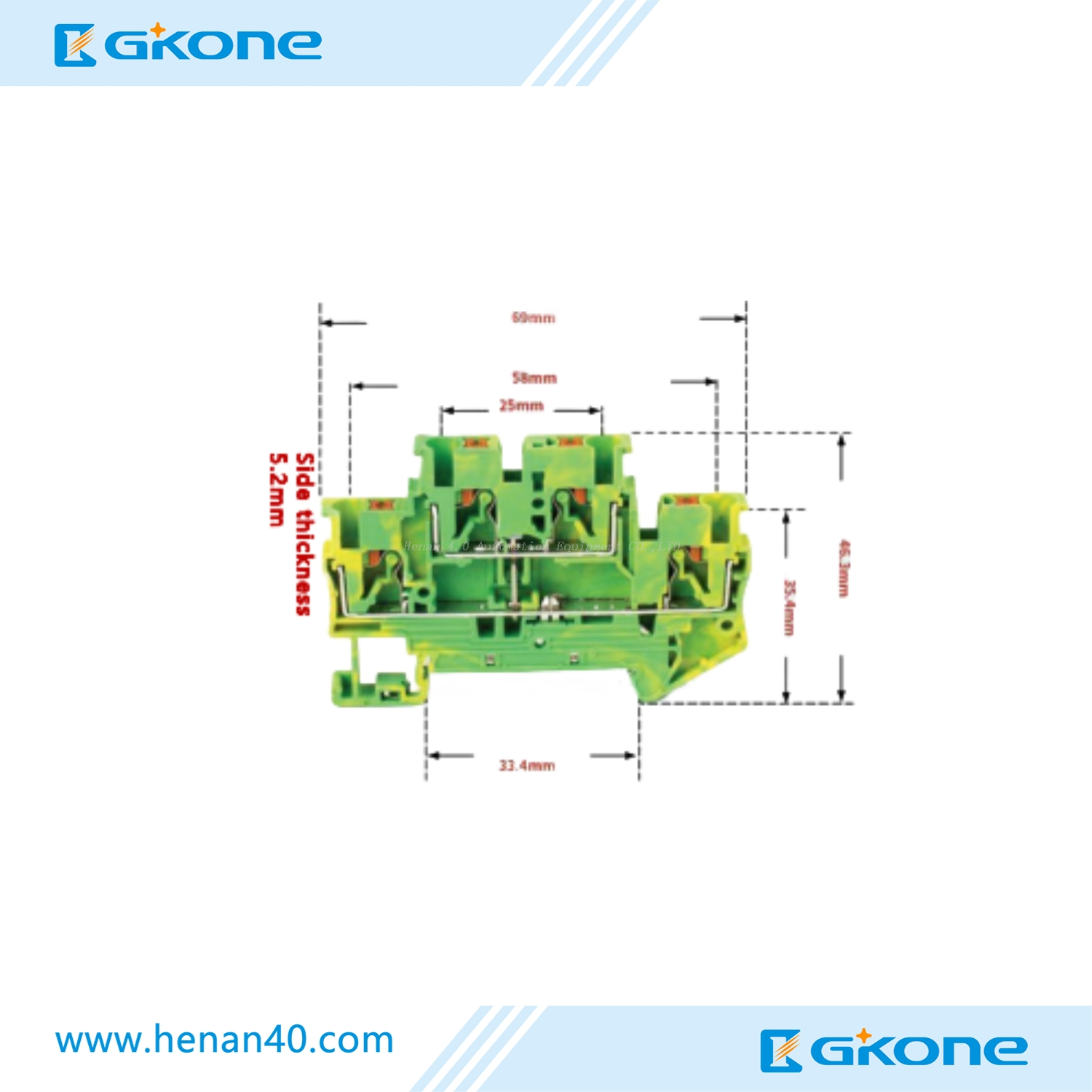 Pttb 2.5-PE Push-in Connection Earth Ground Wiring DIN Rail Terminal Block 2 Input 2 Output