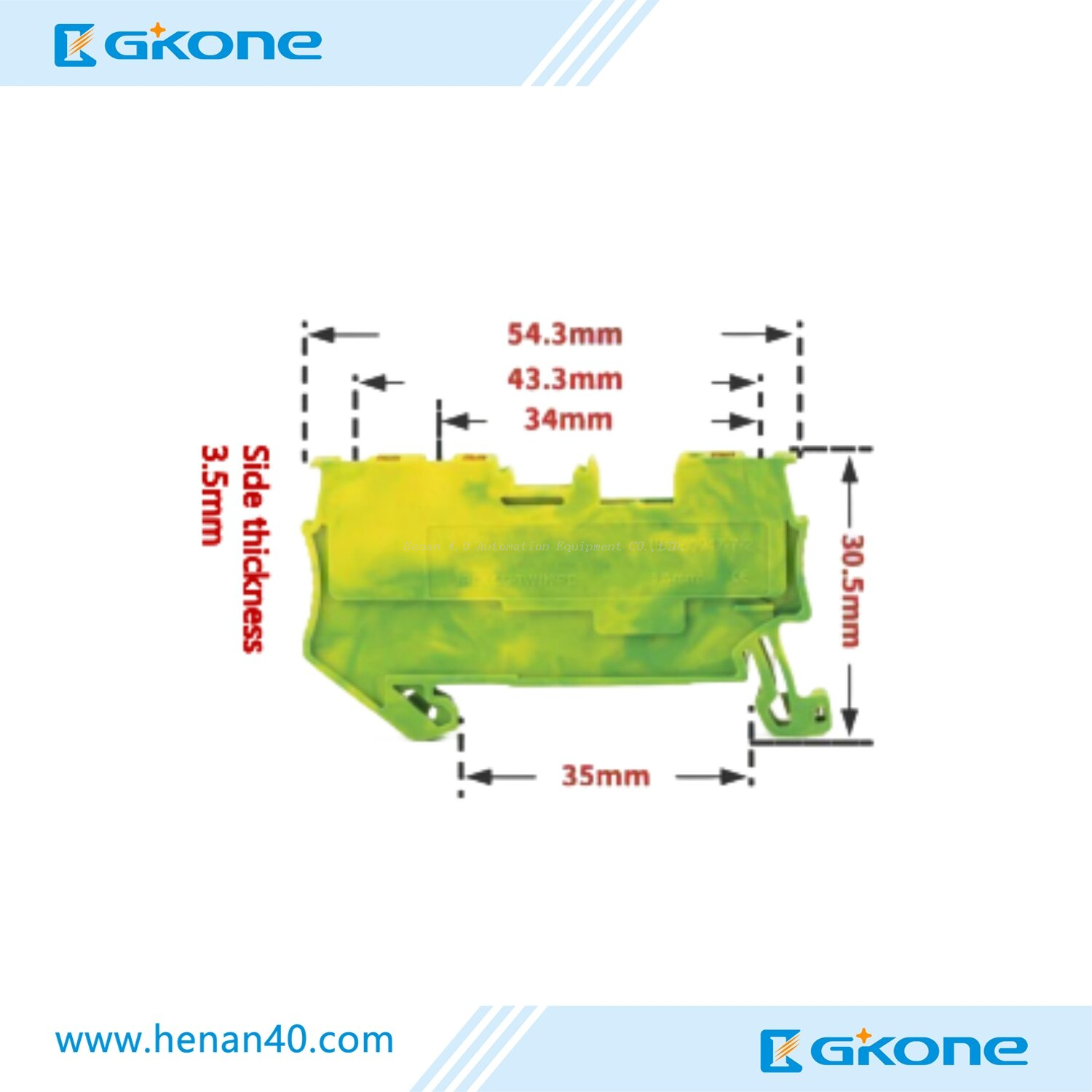 500V 17.5A Push in Cable Connectors 1.5mm2 DIN Rail Ground Terminal