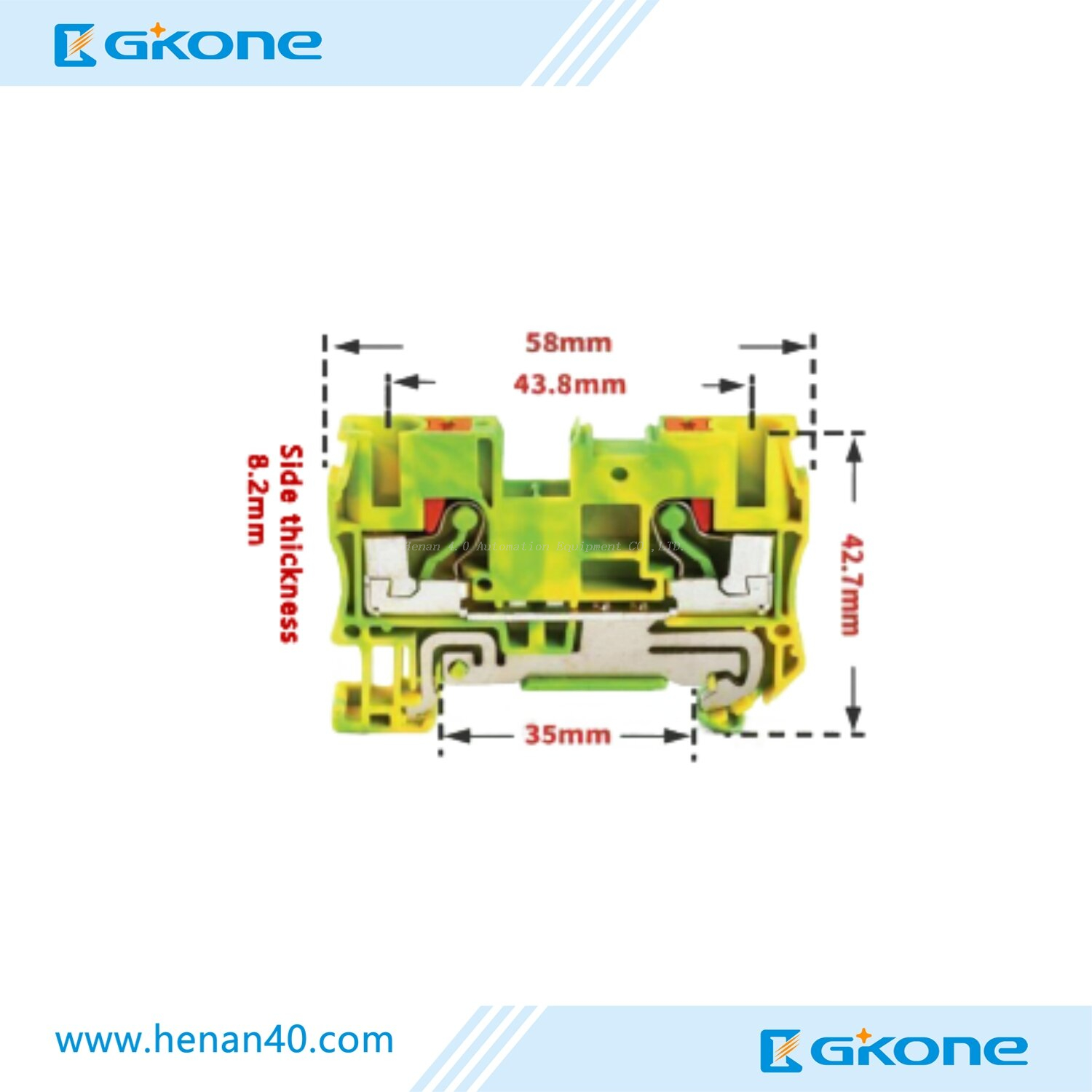 PT6-PE Push Button Spring Type Ground Wiring DIN Rail Terminal Blocks