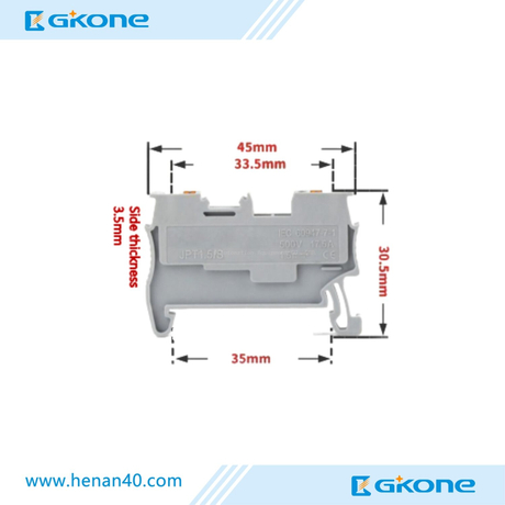 Push in PT1.5 26A 500V DIN Rail Wire Terminal Block for 0.14-1.5mm2 